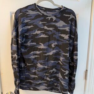 Athleta Blue and Black Sweatshirt Urban Camouflage